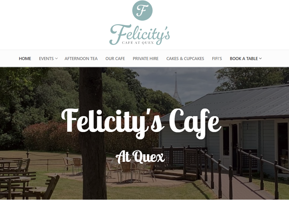 website development example - felicity's café homepage image